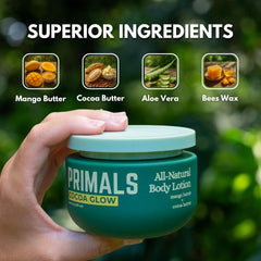 Close-up of PRIMALS lotion cream for smooth texture