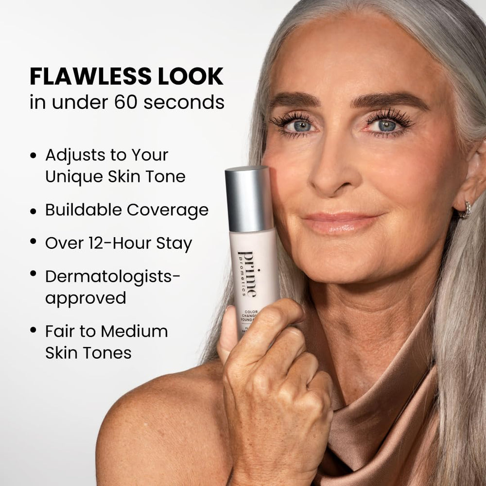 Prime Prometics application demo with brush delivering buildable light-to-medium coverage.
