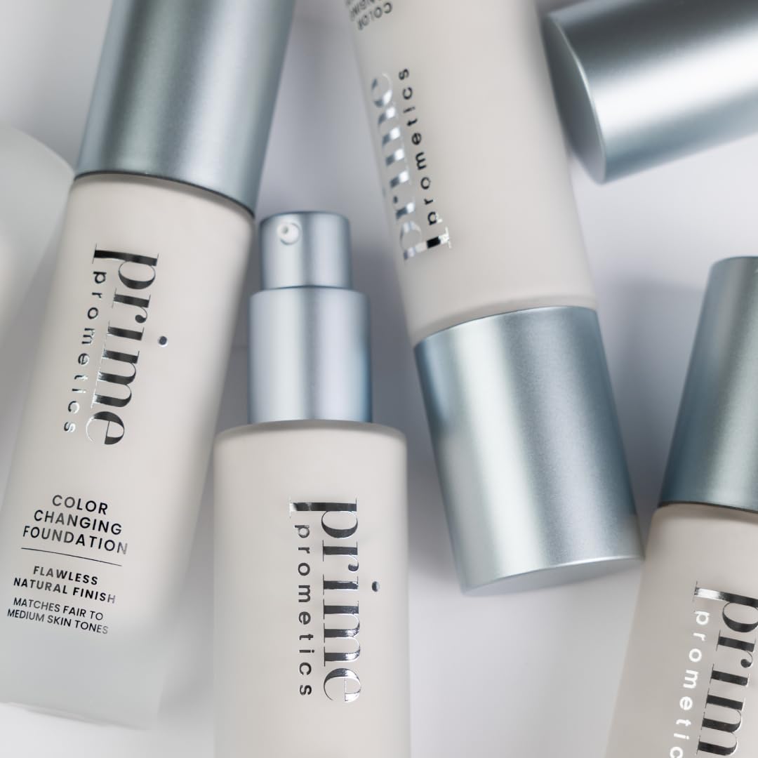 Prime Prometics foundation bottle with pump shows easy, precise dispensing.
