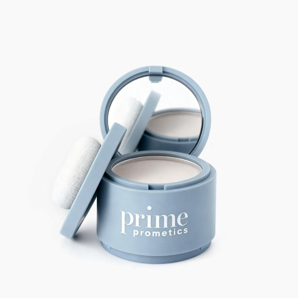 Prime Prometics hairline powder compact for quick, mess-free gray coverage.