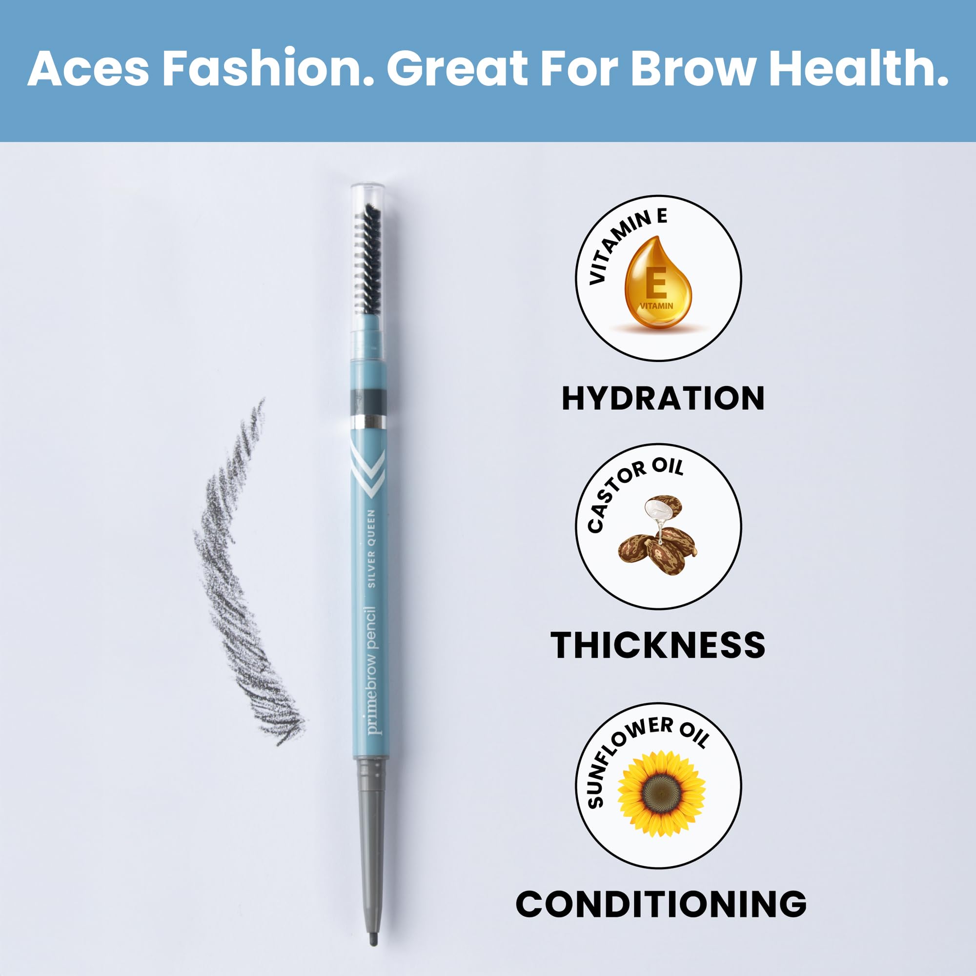 Application demo shows feathered strokes on mature brows.