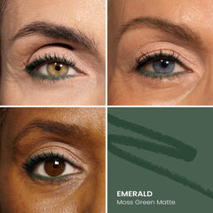PrimePrometics PrimeEyes Glide Eyeliner Emerald applied for precise, smooth lines