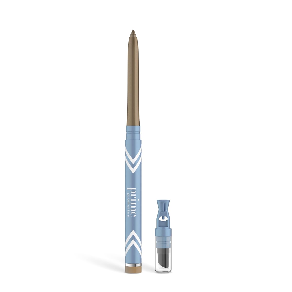 PrimePrometics PrimeEyes Glide Eyeliner in golden metallic packaging for precise, long-lasting definition.
