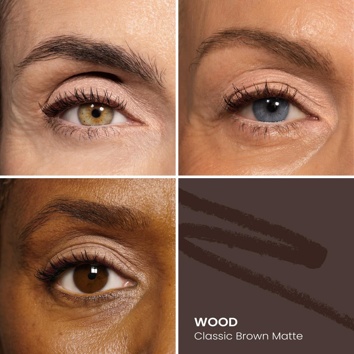 Prime Prometics PrimeEyes Glide Wood Brown Eyeliner demonstrates precise tip for sharp lines.