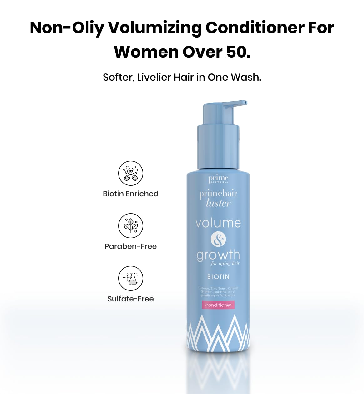 Prime Prometics PrimeHair Luster texture swirl displaying silky, hydrated strands.