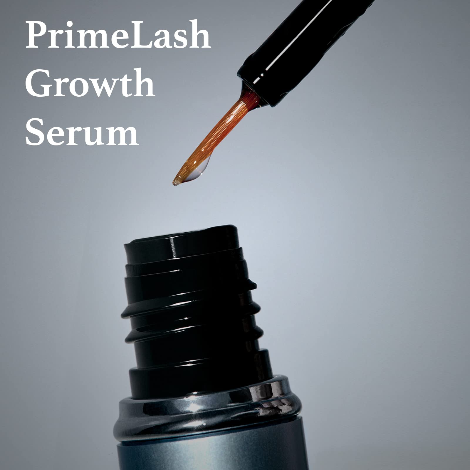 Prime Prometics PrimeLash brush applying serum to lashes with precise, mess-free action.