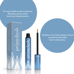 Close-up of Prime Prometics PrimeLash lashes showing a lifted, fuller look.