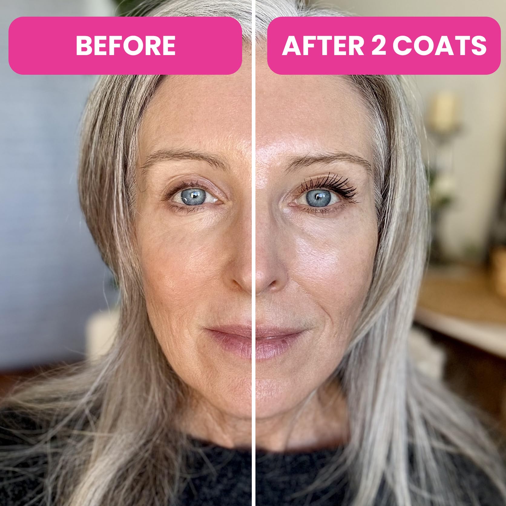 Prime Prometics PrimeLash hypoallergenic formula reduces irritation for sensitive eyes.
