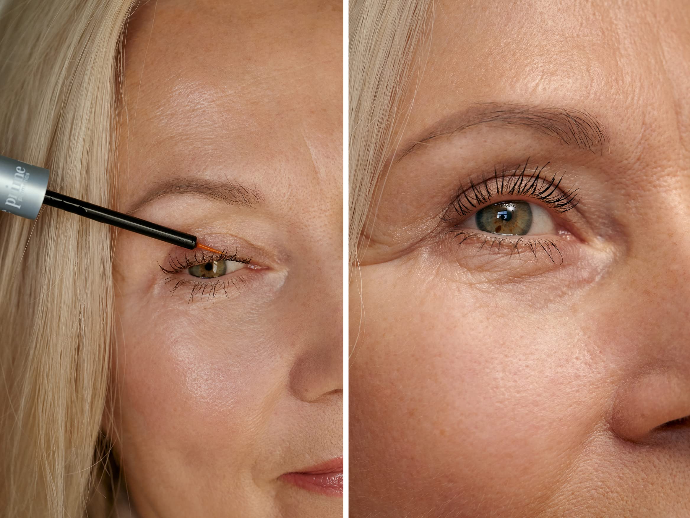 Prime Prometics PrimeLash serum vial ready for nightly vitamin-infused routine.