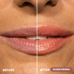 PrimeLip SPF 35 Lip Oil hydration close-up shows deep moisture.