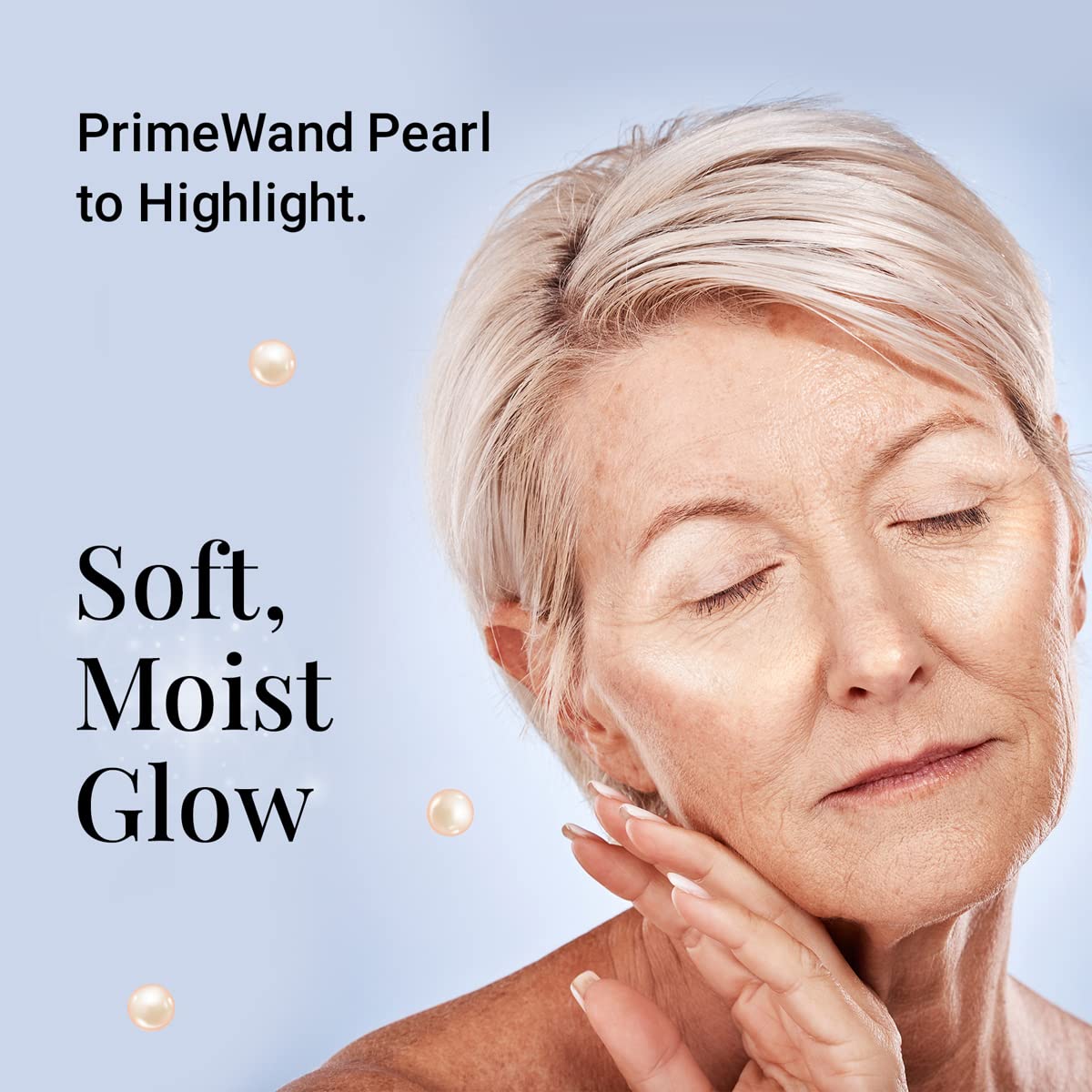 Prime Prometics PrimeWand Pearl cheek radiance brightens the mid-face area.