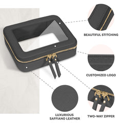 Prite skincare pouch with golden zipper adds a touch of luxury and practicality.