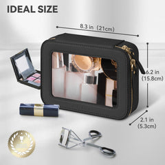 Prite travel toiletry bag transparent material helps locate items quickly.