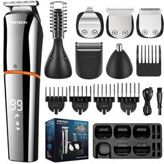 PRITECH beard trimmer 6-in-1 kit in action for precise facial grooming.