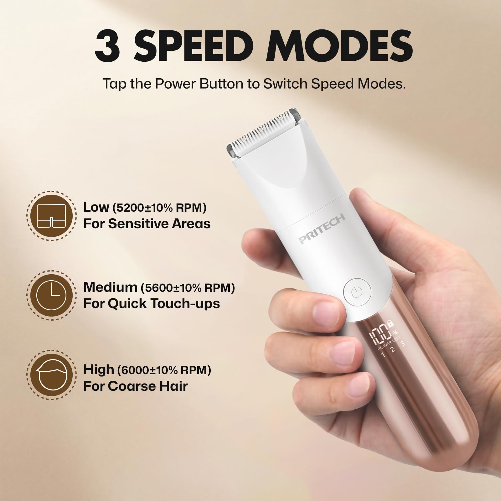 PRITECH Bikini Trimmer wet-dry use demonstrates easy shower grooming.