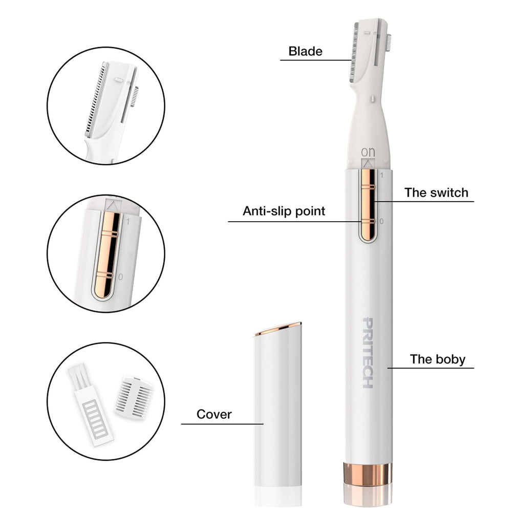 PRITECH Electric Eyebrow Trimmer compact slim design for easy portability