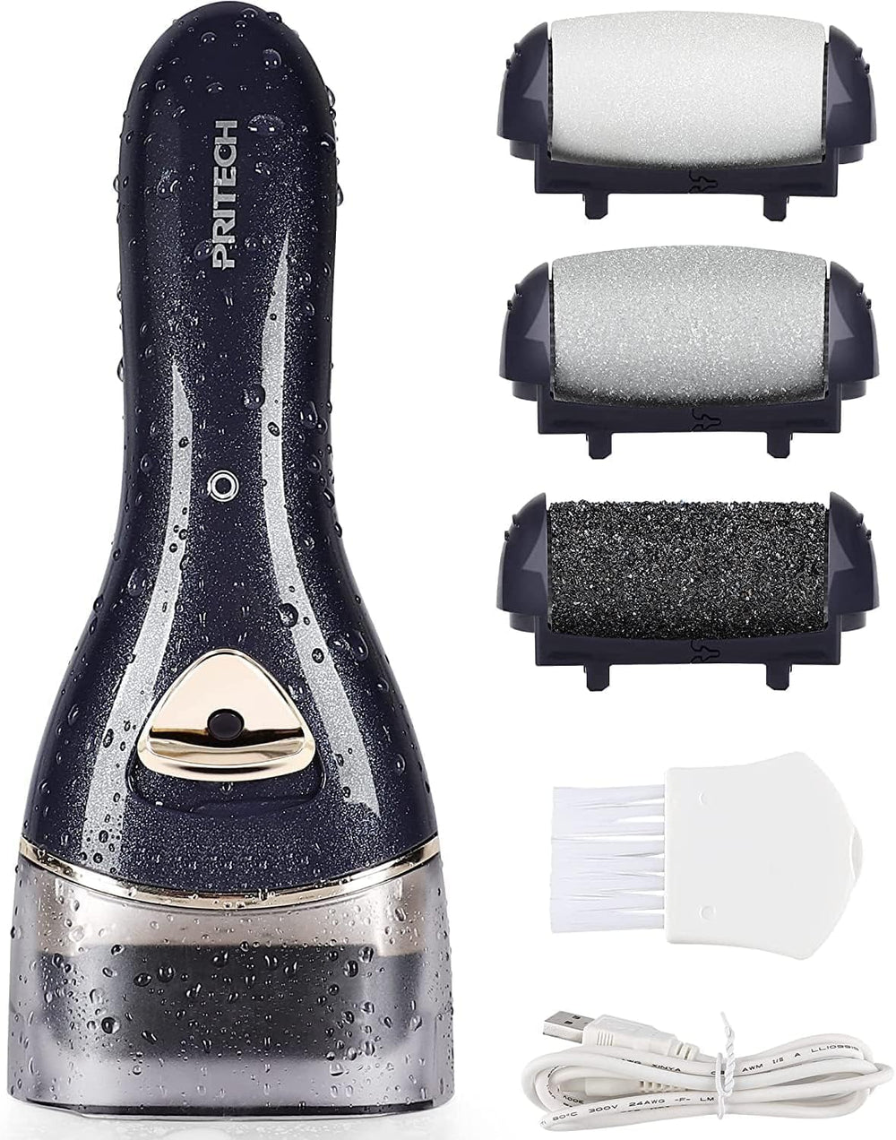 PRITECH electric feet callus remover front view showing compact cordless design for at home pedicures