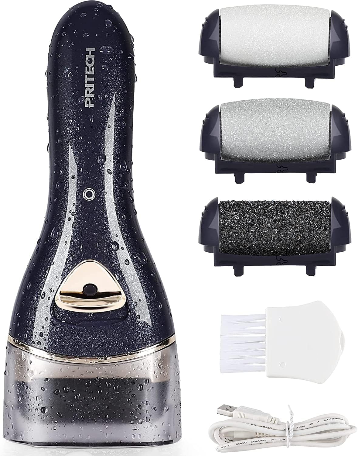 PRITECH electric feet callus remover front view showing compact cordless design for at home pedicures