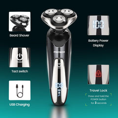 PRITECH electric razor 3D floating head follows contours for smooth results