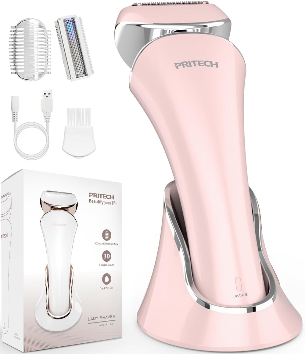 PRITECH electric razor for women with side blade for precise leg shaving.