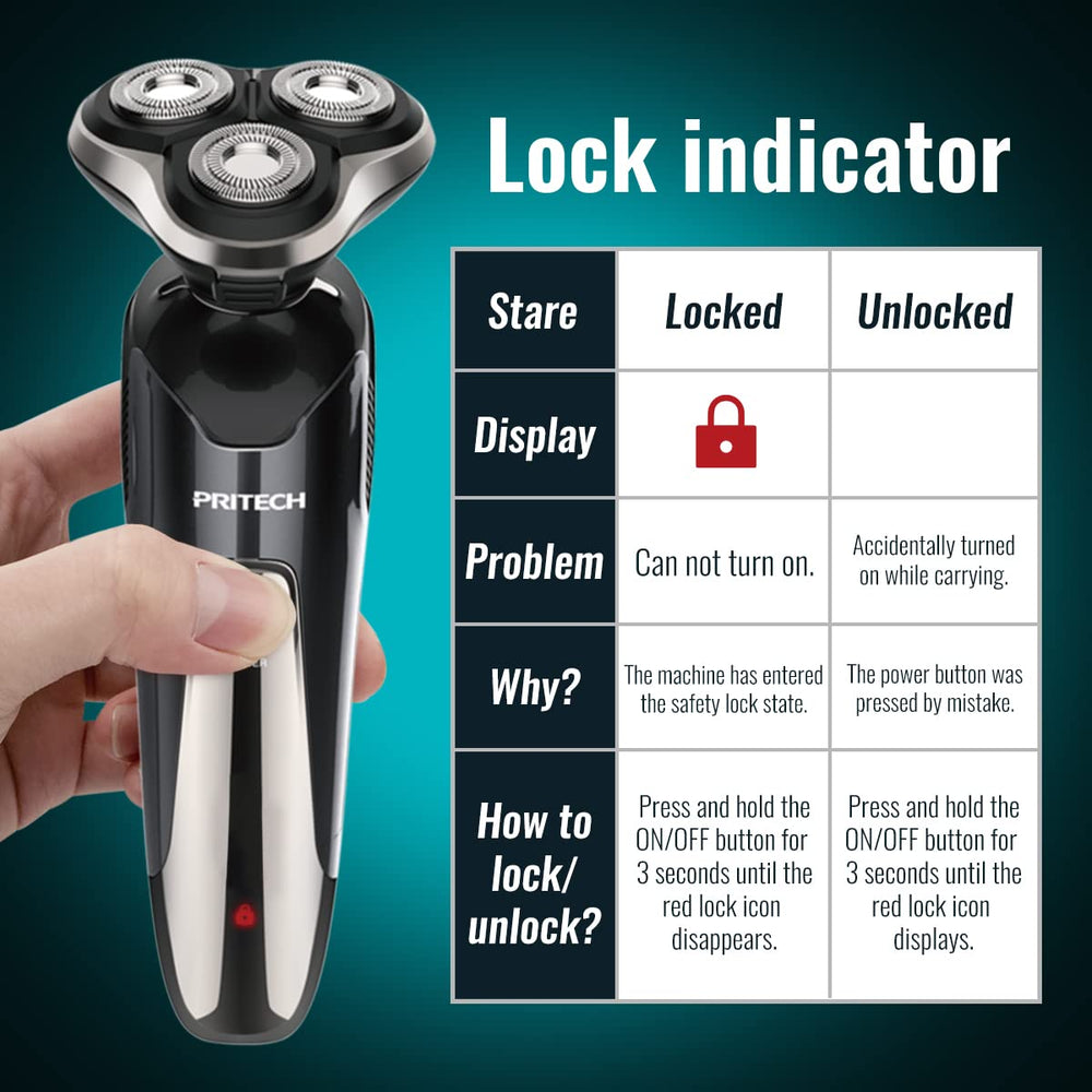 PRITECH electric razor travel-friendly design for convenient packing.