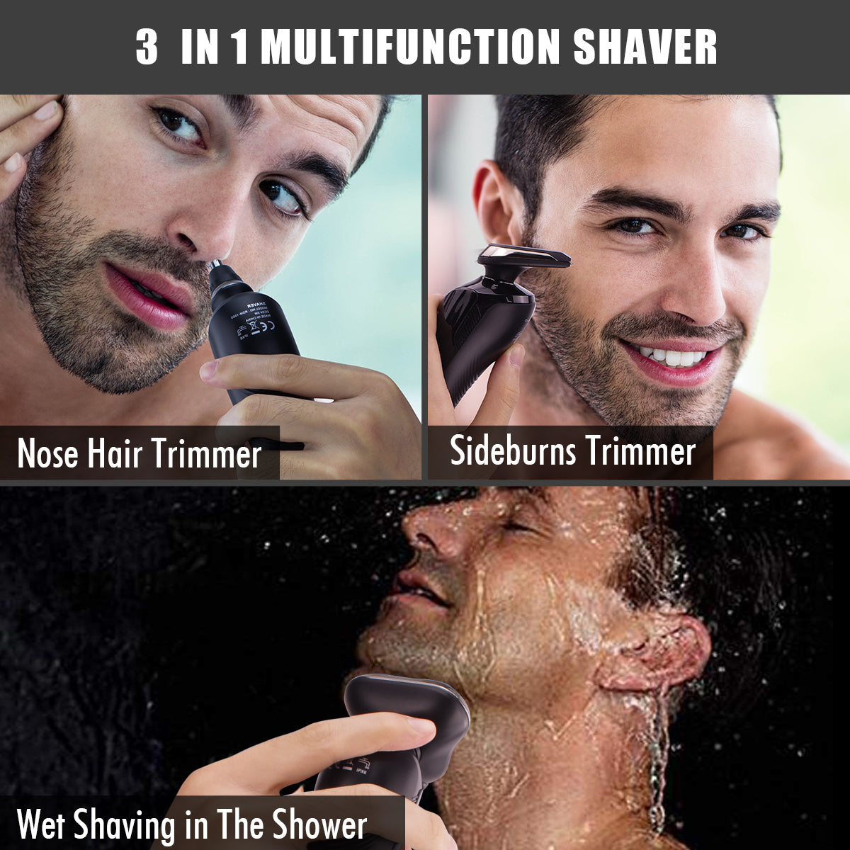 PRITECH electric razor waterproof design supports wet or dry shaving for versatility.