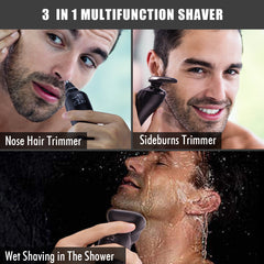 PRITECH electric razor waterproof design supports wet or dry shaving for versatility.