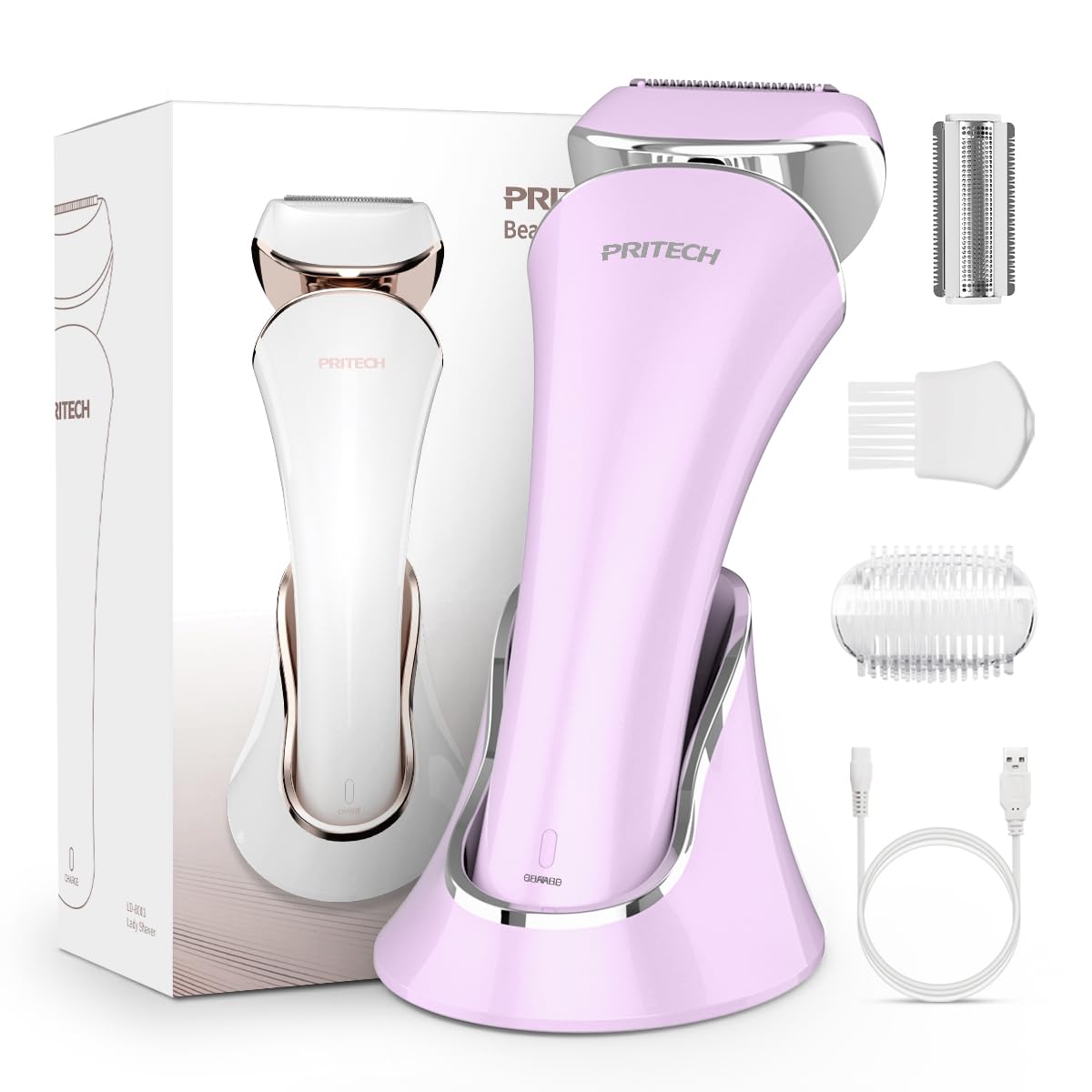 PRITECH electric shaver for women in packaging, ready to gift.