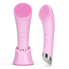 PRITECH facial cleansing brush with pink heated head for deeper cleansing and calm massage.