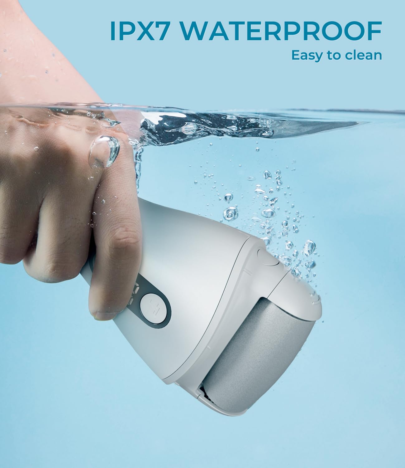 PRITECH foot scrubber turbo mode accelerates gentle exfoliation for faster results.
