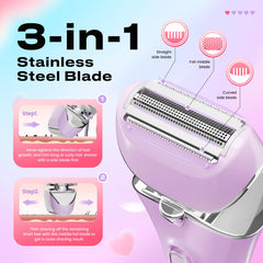 PRITECH women's shaver held to show compact, travel-friendly design.