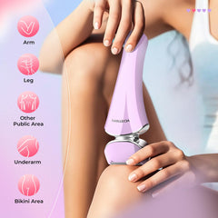 Close-up of PRITECH shaver blades highlighting three-blade system for versatile grooming.
