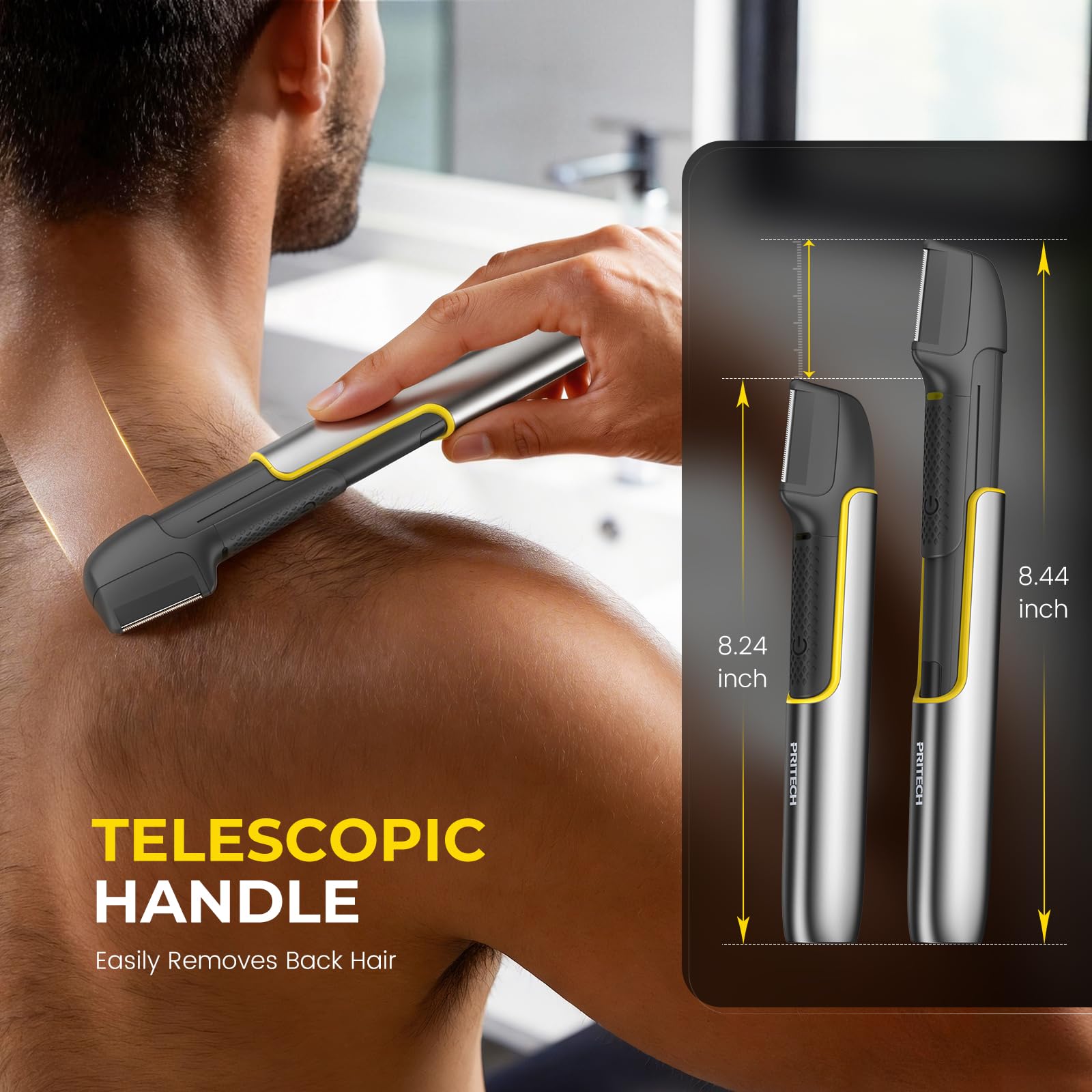 PRITECH Body Trimmer charges via USB for quick, on-the-go maintenance.