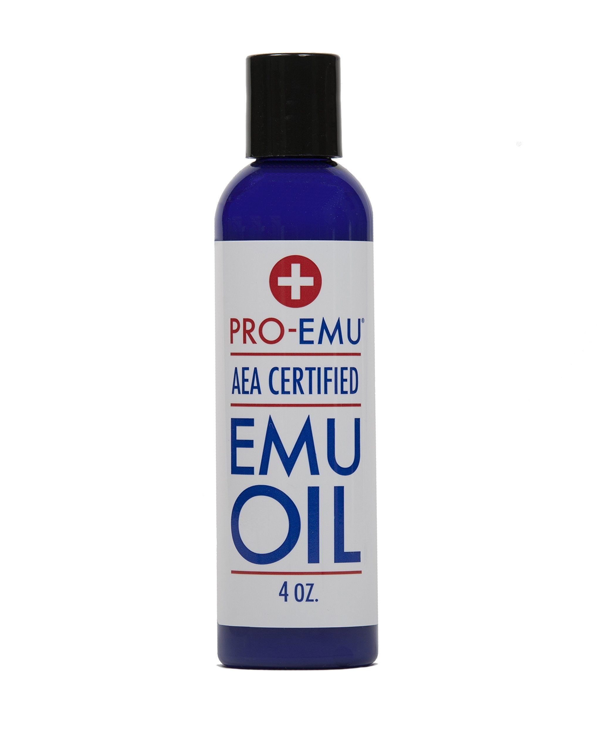 Pro Emú Aceite frasco de cuatro onzas, hidratación natural para piel y cabello.