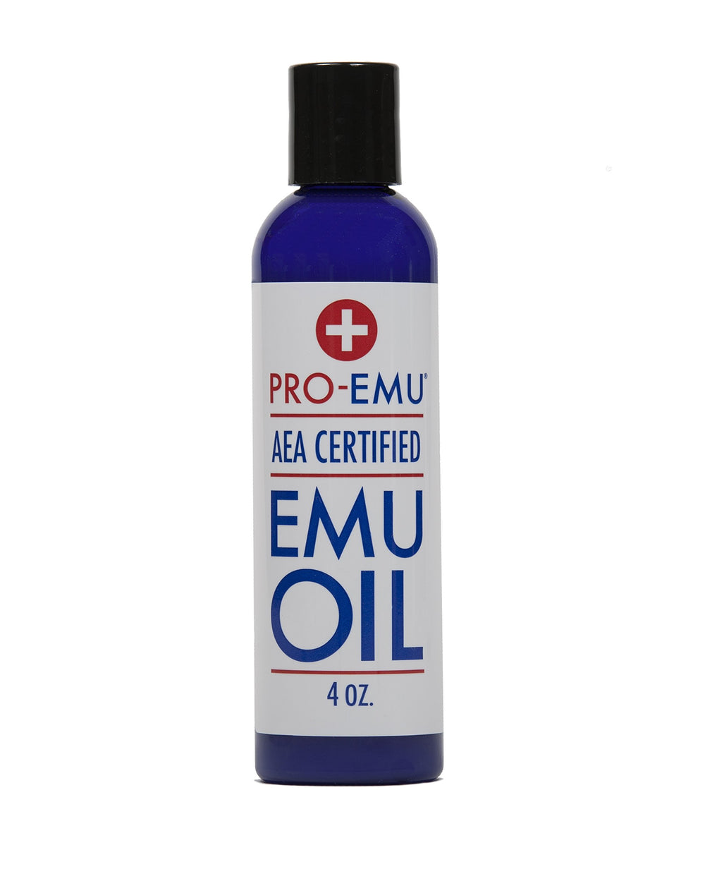 Pro Emú Aceite frasco de cuatro onzas, hidratación natural para piel y cabello.
