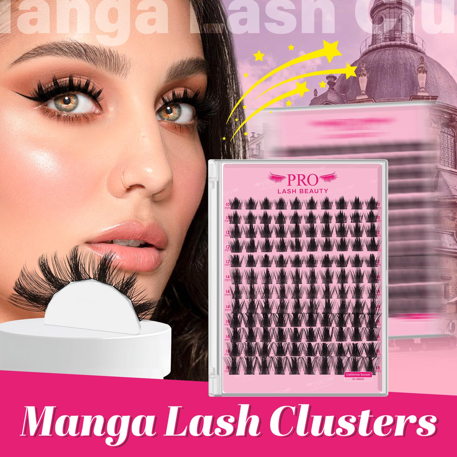 PRO LASHBEAUTY Application guide helps easy placement of cluster lashes.