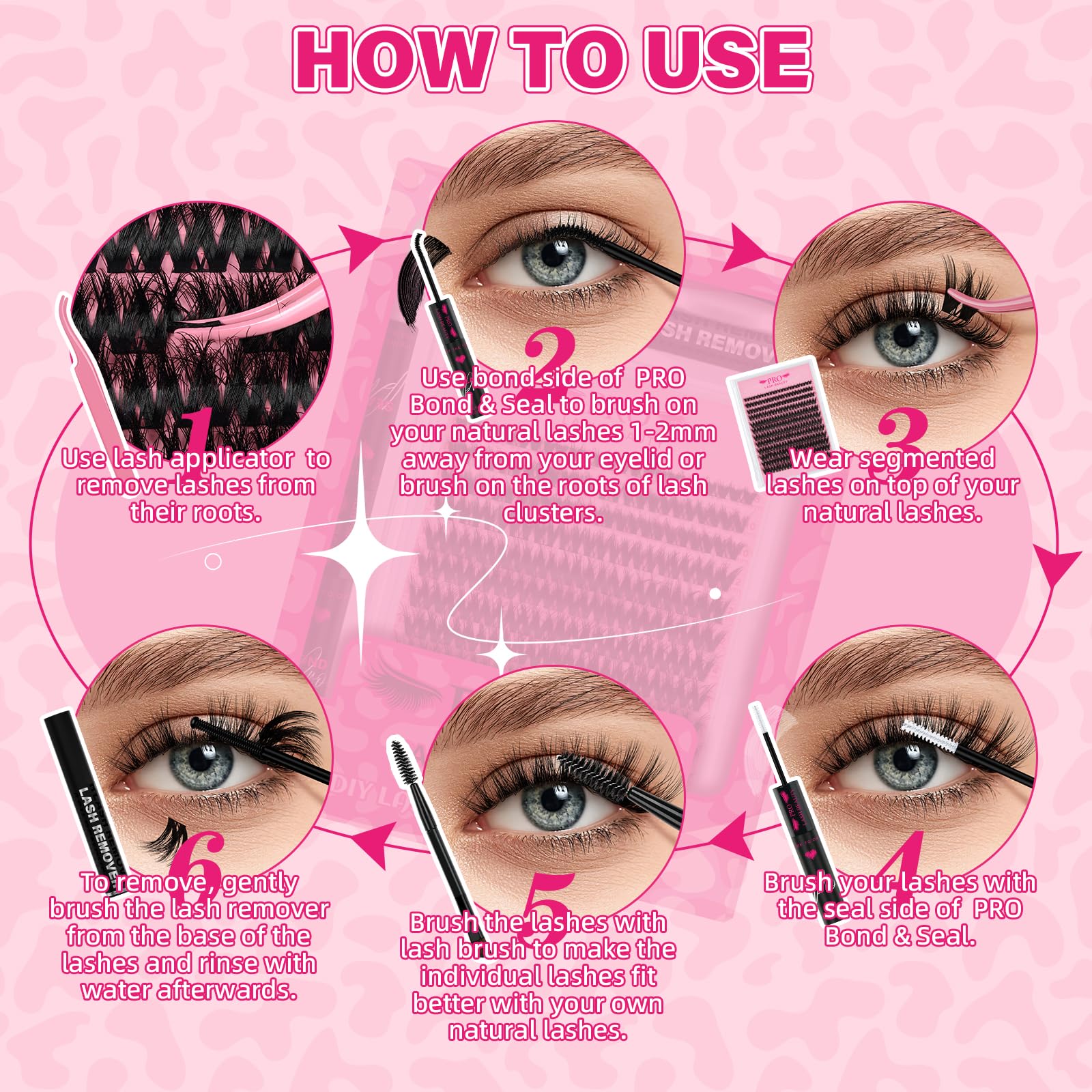 PRO LASHBEAUTY beginner-friendly kit visuals guide DIY lash styles.