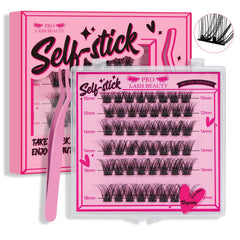 PRO LASHBEAUTY self-adhesive eyelash clusters 48pcs pack ready for quick styling.