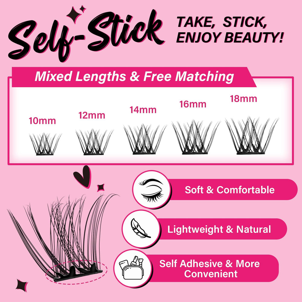 PRO LASHBEAUTY self-adhesive technology leaves no glue residue.