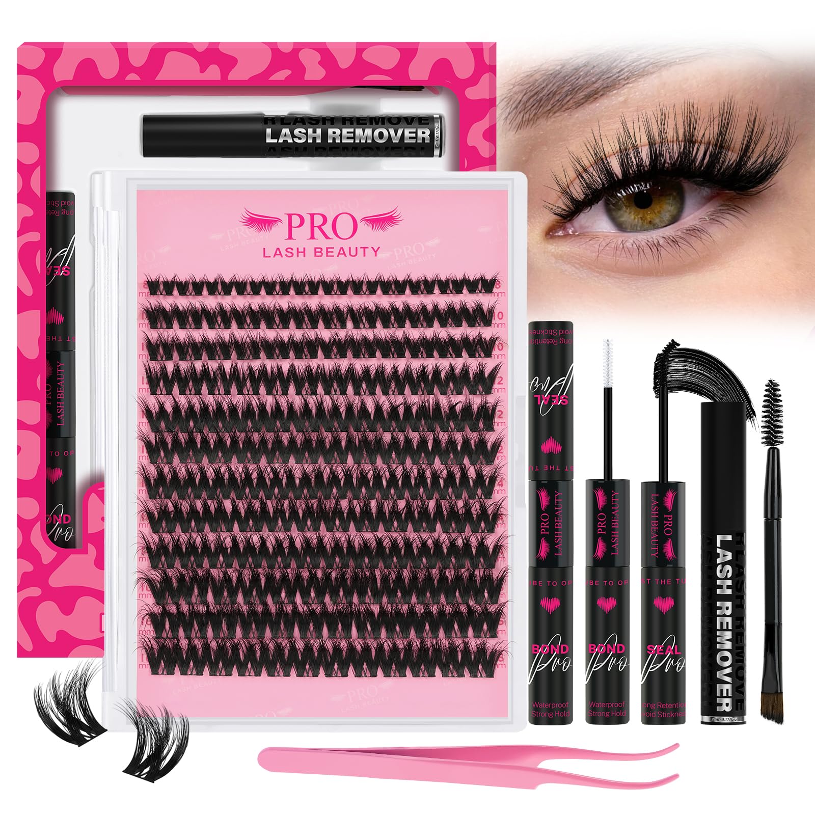 PRO LASHBEAUTY Spider Lash Clusters kit tray ready for DIY volume lash looks.