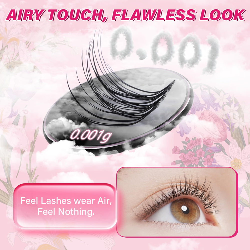 PRO LASHBEAUTY wispy lash clusters create a natural daytime look.