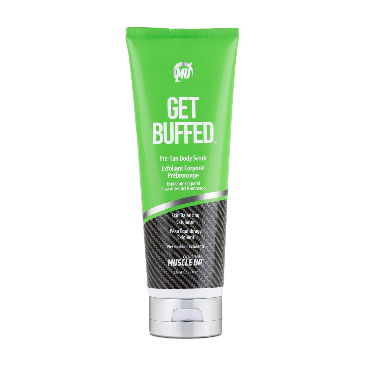 Pro Tan Get Buffed exfoliante-cuerpo-pre-tan, exfolia e prepara la piel para un bronceado uniforme.