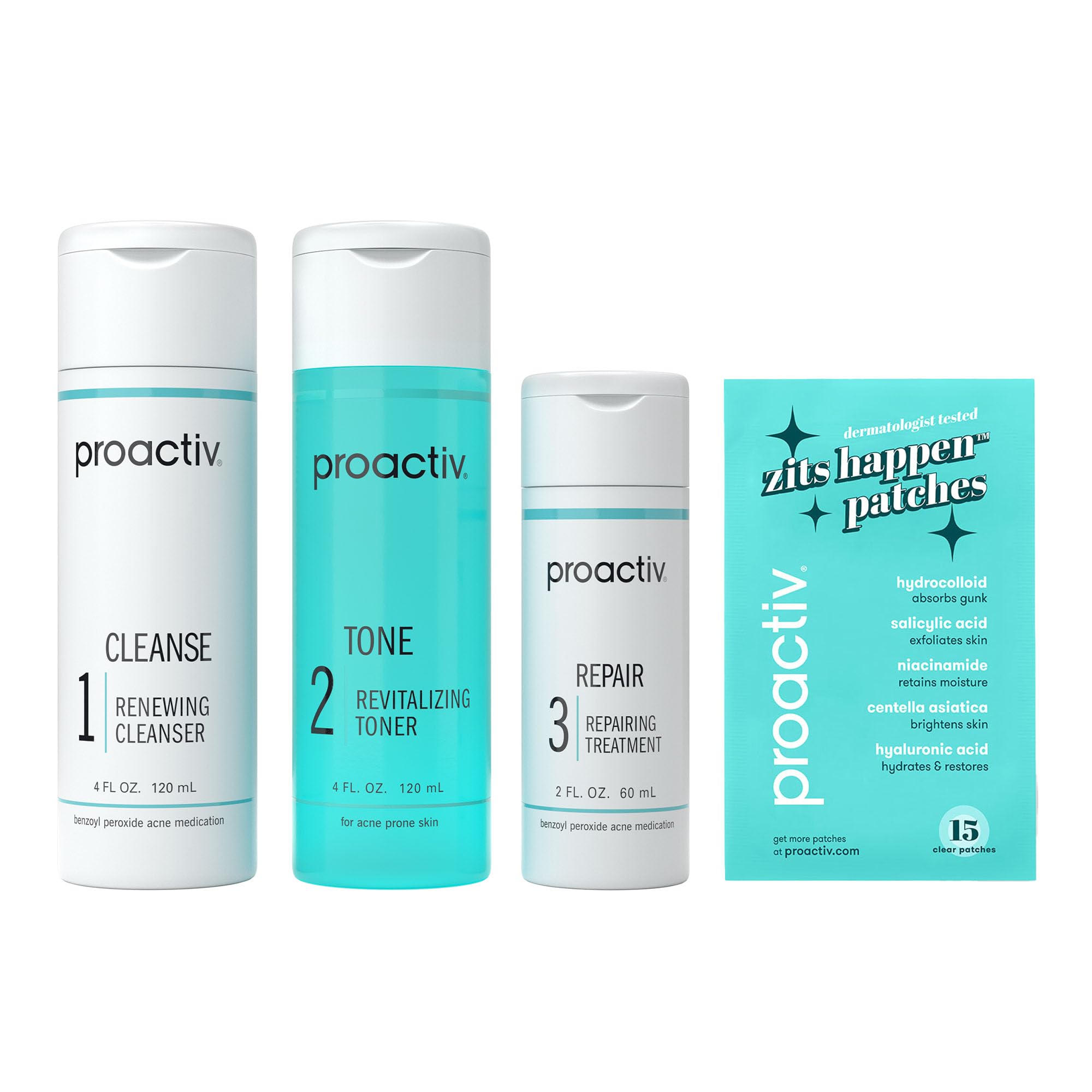 Proactiv 3 step kit face wash bottle showing cleansing action and impurities removal for clearer skin