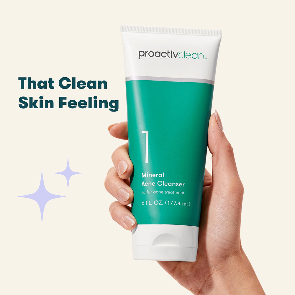 Proactiv Clean Mineral Acne Cleanser step-one routine image illustrates daily cleansing.