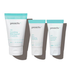 Proactiv+ balance bottle pour shows hydrating skincare during a daily routine.