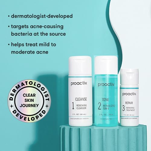 Applying Proactiv Revitalizing Toner to refresh skin balance