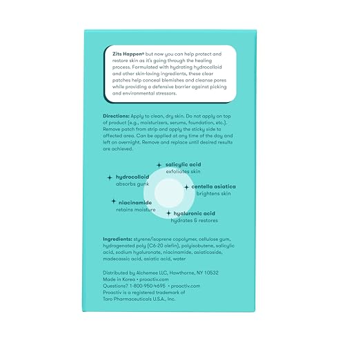 Proactiv Zits Happen patch applied to back acne for discreet spot treatment.