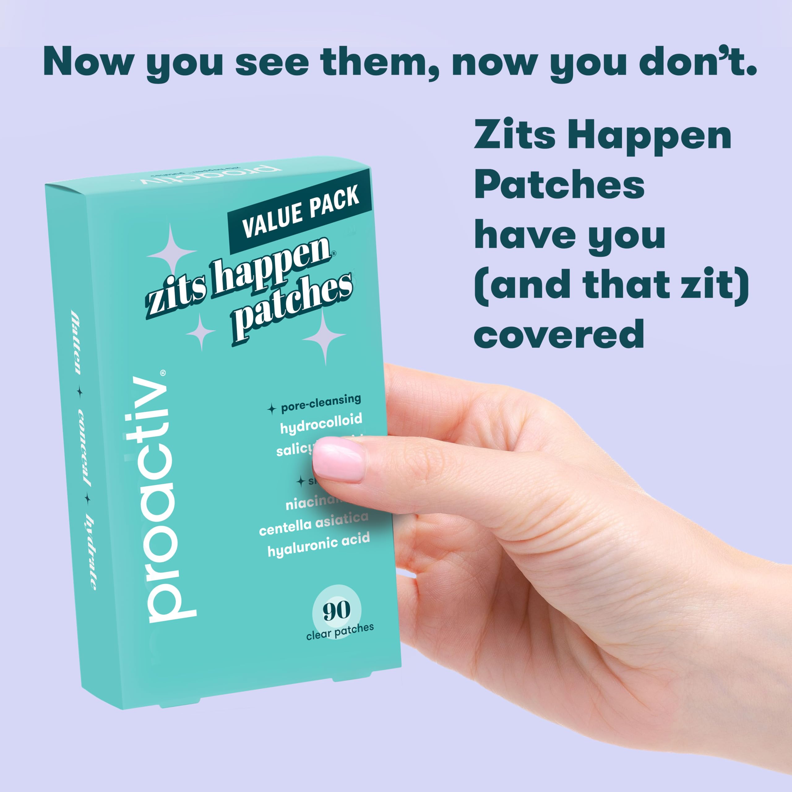 Proactiv Zits Happen patch worn overnight offers flexible day-and-night use.