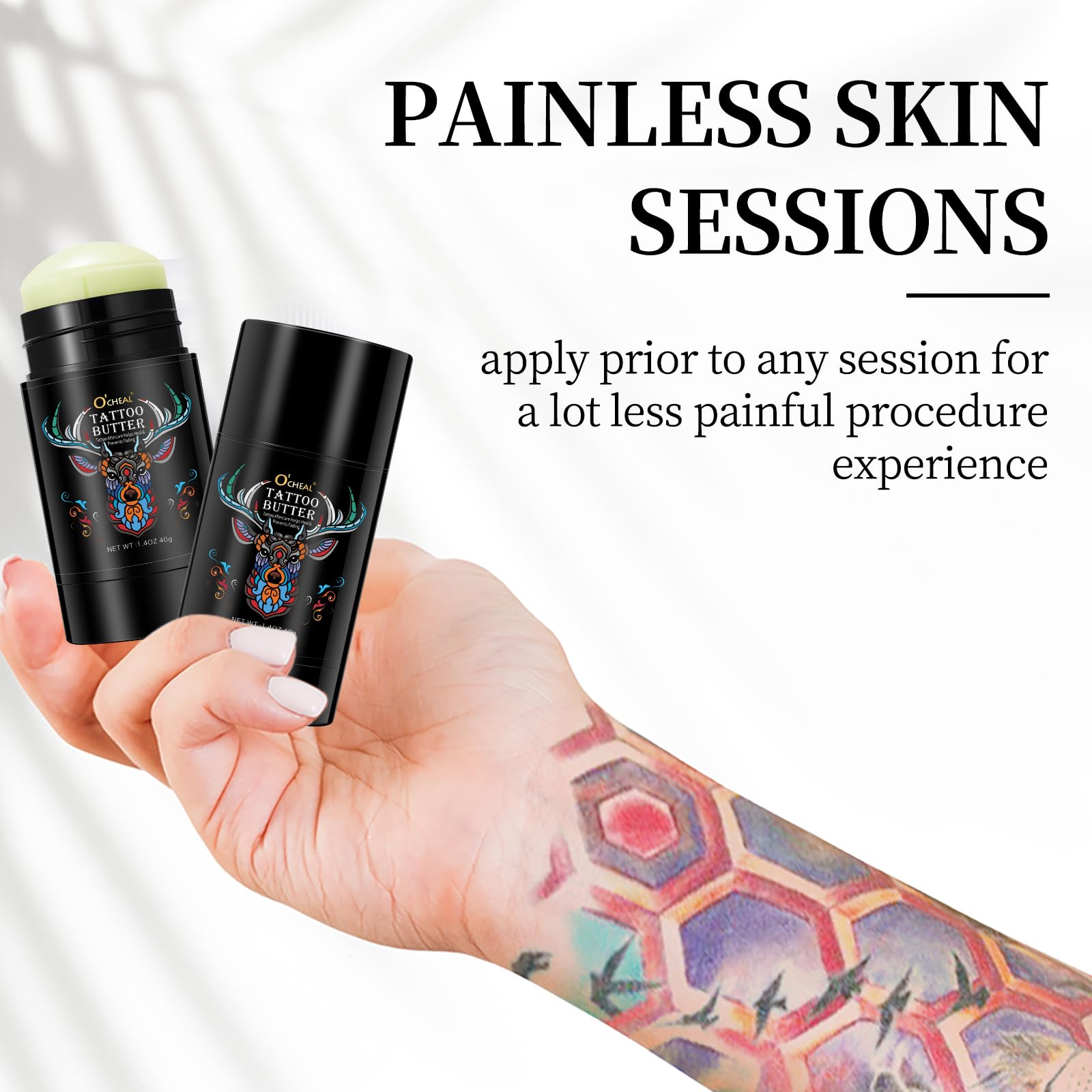 Proamate bálsamo para tatuajes, realza colores sin dejar grasa.