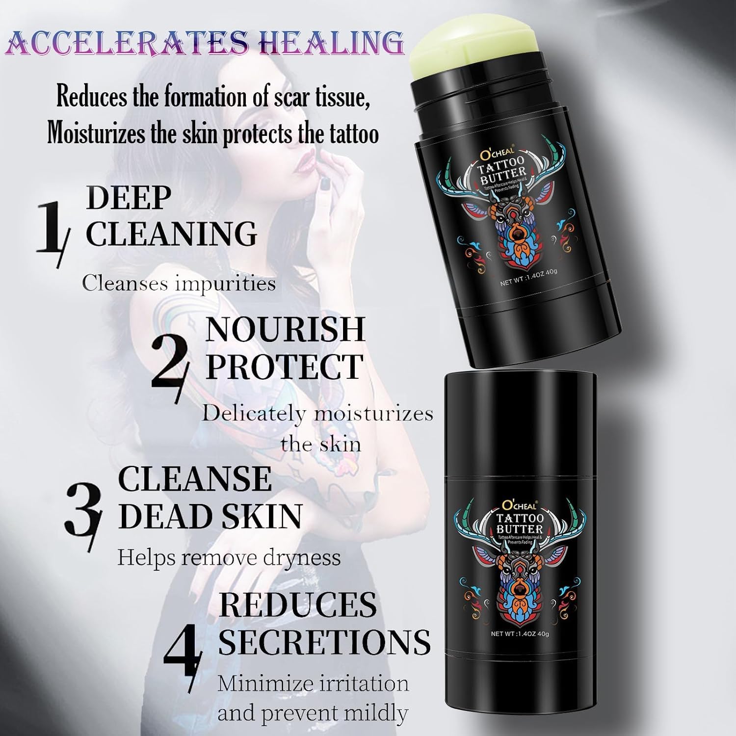 Proamate color-brightening on healed tattoos under natural light